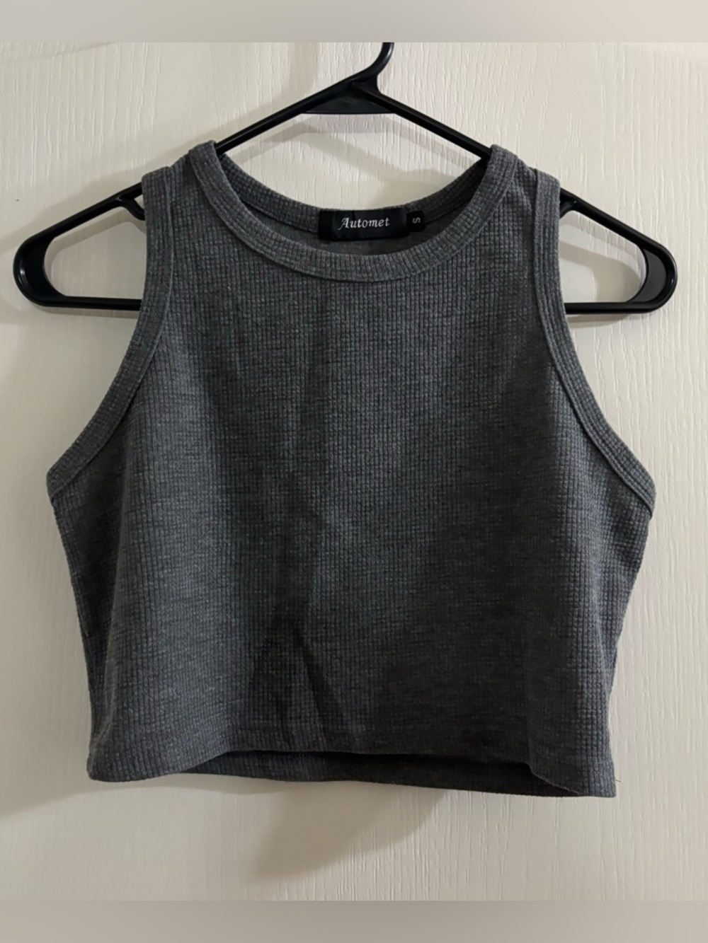 Automet Dark Gray Ribbed Crop Tank